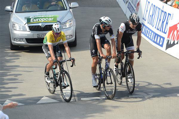 Tony Martin finishes with Tom Boonen and Fabian Cancellara